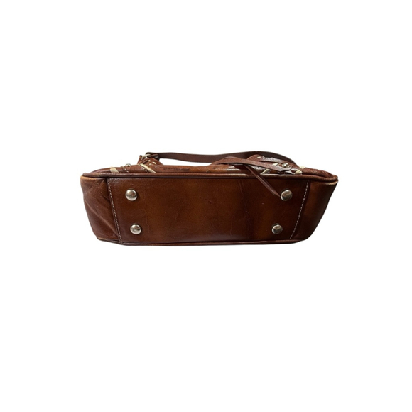 American West Brown Tooled Leather Shoulder Bag With Dust Bag - Picture 3 of 13